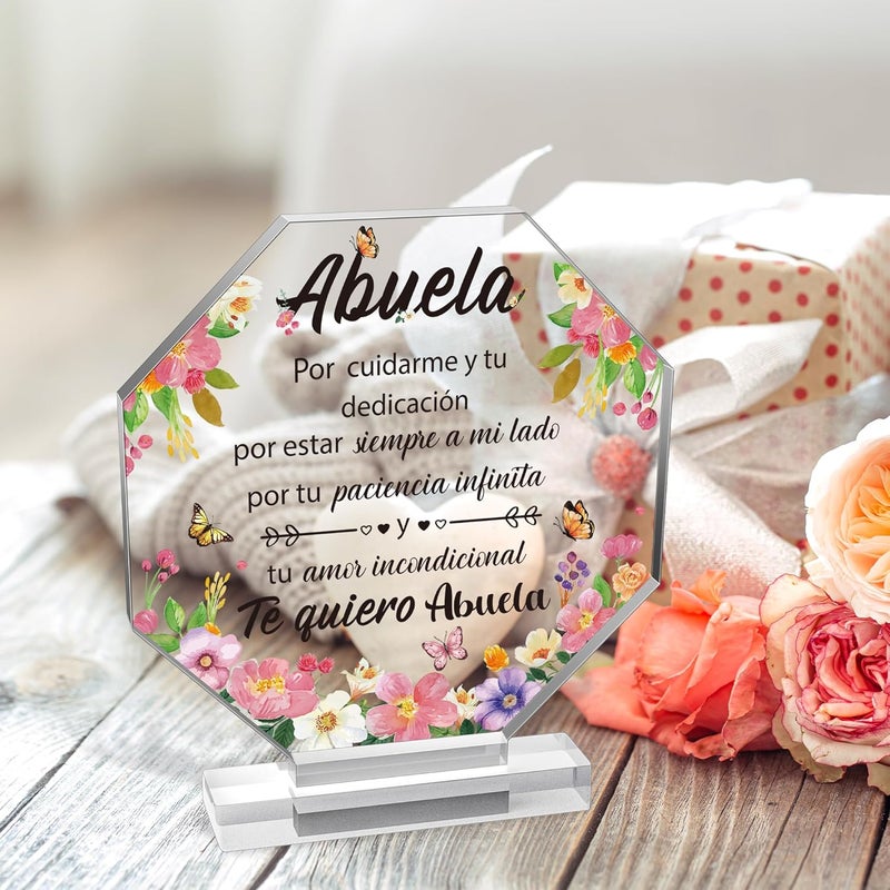 Yopyame Spanish Grandma Birthday Gifts - Regalos para Abuela Acrylic Plaque Decor Keepsake Paperweights Gifts for Grandma in Spanish Christmas Mothers Day Gifts for Grandma from Granddaughter Grandson - Image 4